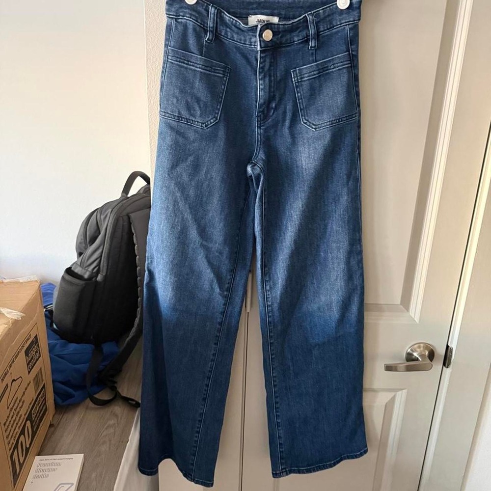 Jason Wu High-Rise Wide-Leg Patch Pocket Jeans
